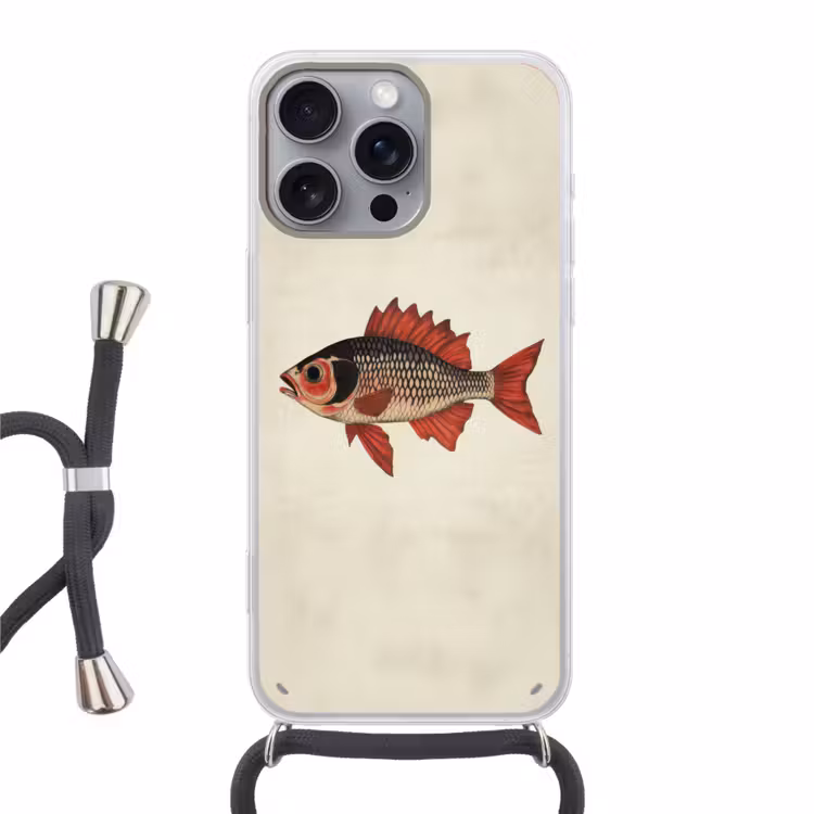 Schubben - Rood - Vis - Vinnen Hoesje iPhone 16 Pro Max met koord klein -3d