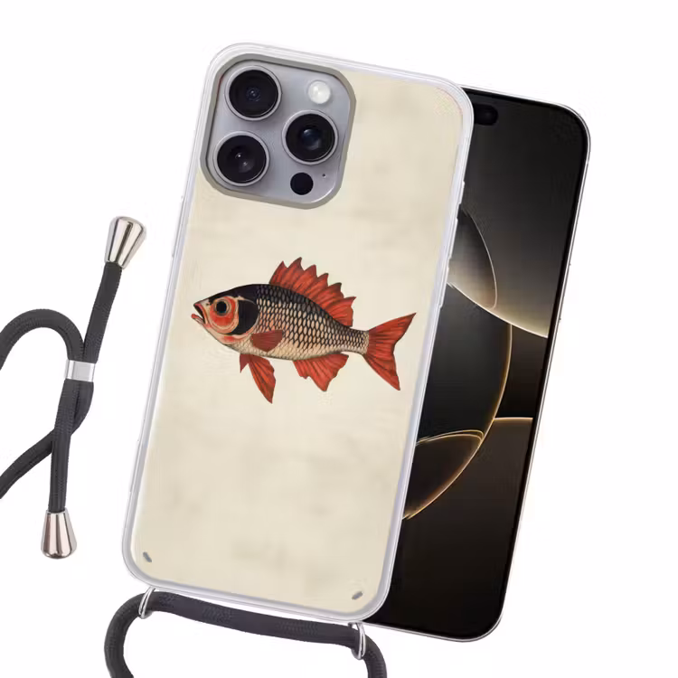 Schubben - Rood - Vis - Vinnen Hoesje iPhone 16 Pro Max met koord klein -sfeer1