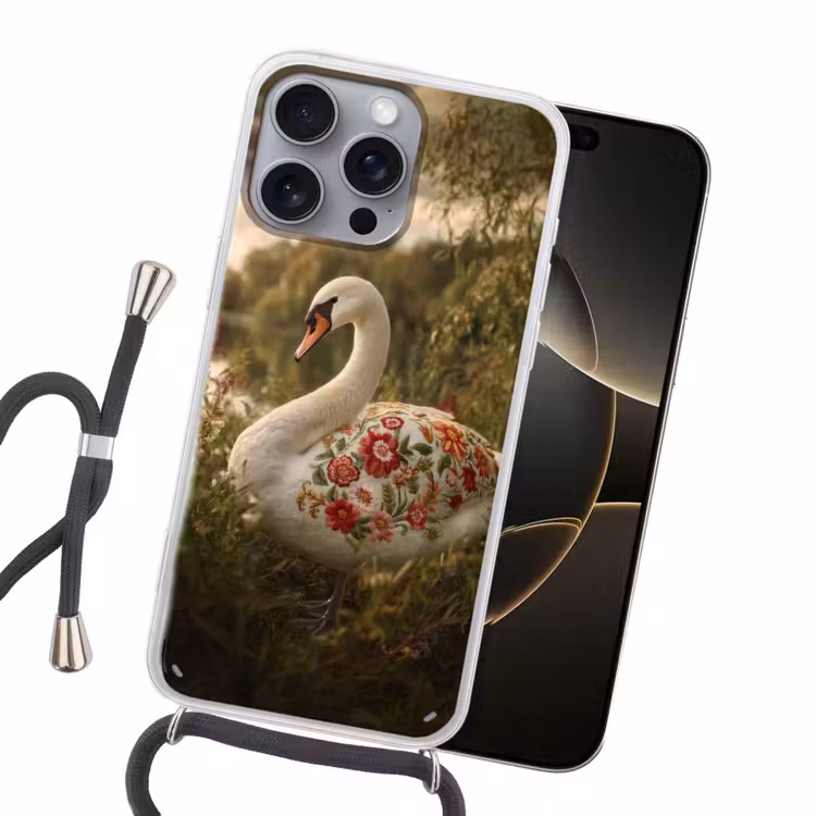 Zwaan - Bloemen - Natuur Hoesje iPhone 16 Pro Max met koord klein -sfeer1