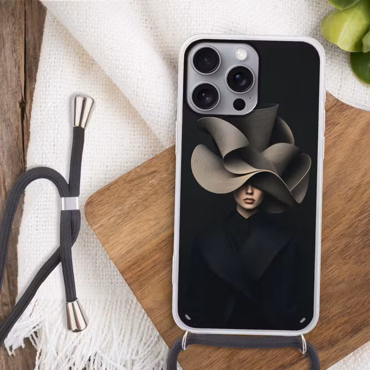 Zwarte - Hoed - Vrouw Hoesje iPhone 16 Pro Max met koord klein -sfeer4