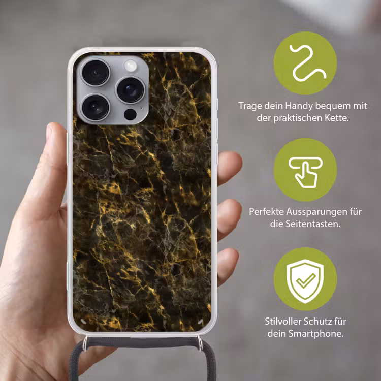 Zwart - Marmer - Goud Hoesje iPhone 16 Pro Max met koord klein 804 -sfeer2_DE