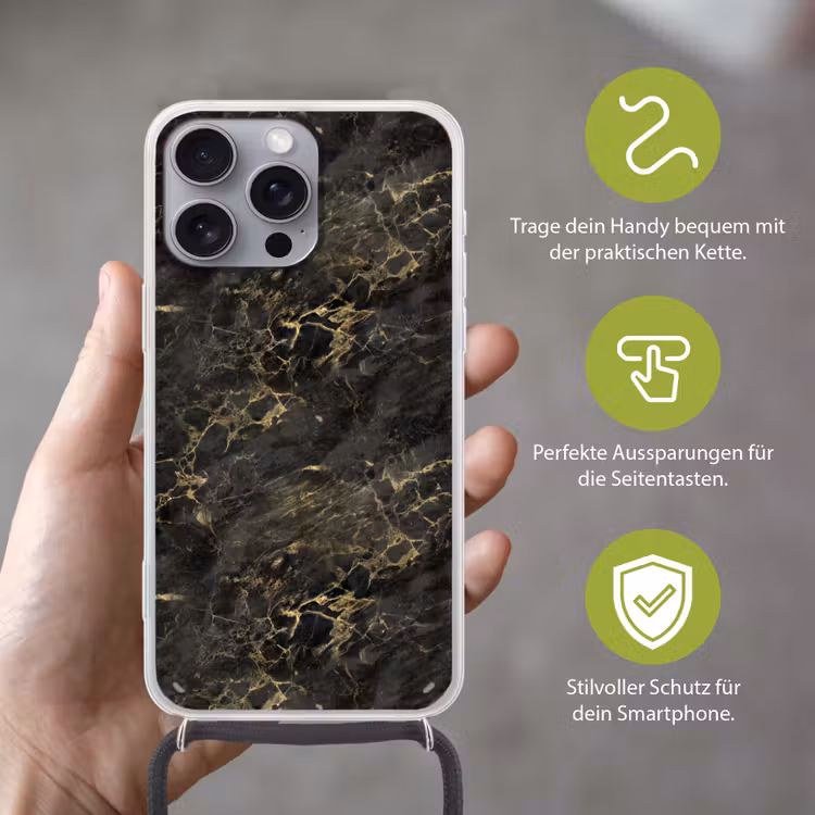 Zwart - Marmer - Goud - Nerf Hoesje iPhone 16 Pro Max met koord klein 804 -sfeer2_DE