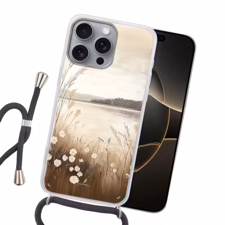Meer - Water - Natuur - Beige Hoesje iPhone 16 Pro Max met koord klein -sfeer1