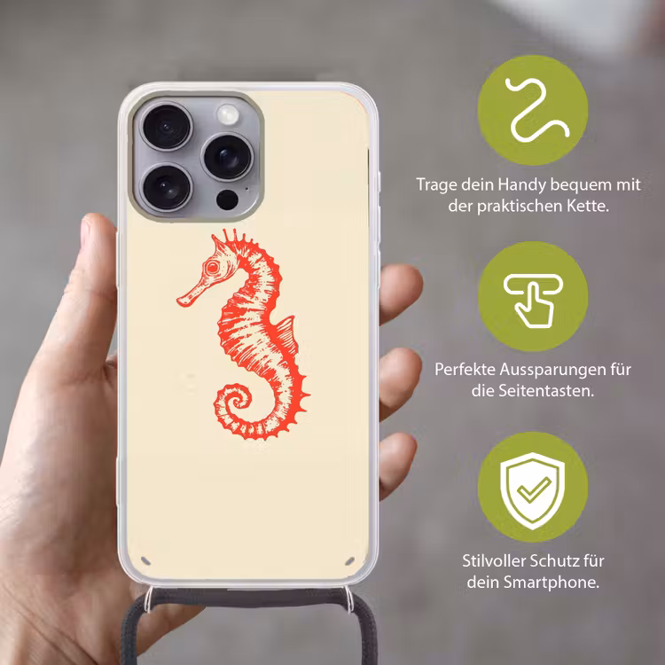 Zeepaardje - Rood - Fijne details Hoesje iPhone 16 Pro Max met koord klein -sfeer2_DE