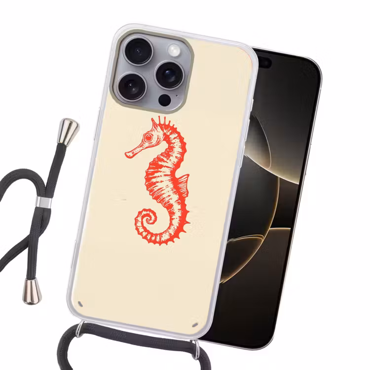 Zeepaardje - Rood - Fijne details Hoesje iPhone 16 Pro Max met koord klein -sfeer1