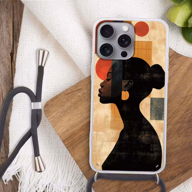 Zijaanzicht - Vrouw - Vormen Hoesje iPhone 16 Pro Max met koord klein -sfeer4