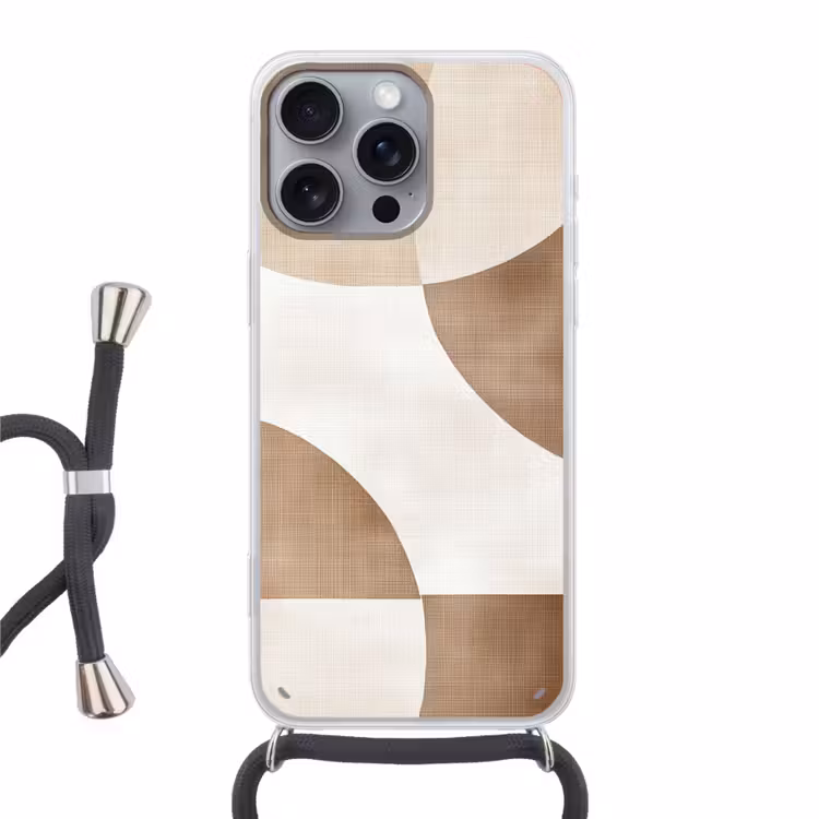 Snijdende cirkels - Overlappende vlakken Hoesje iPhone 16 Pro Max met koord klein -3d