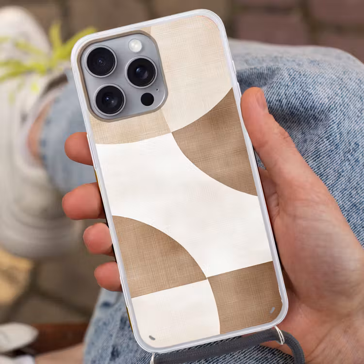 Snijdende cirkels - Overlappende vlakken Hoesje iPhone 16 Pro Max met koord klein -sfeer3