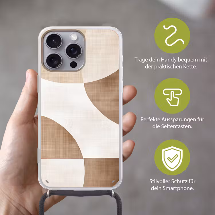 Snijdende cirkels - Overlappende vlakken Hoesje iPhone 16 Pro Max met koord klein -sfeer2_DE