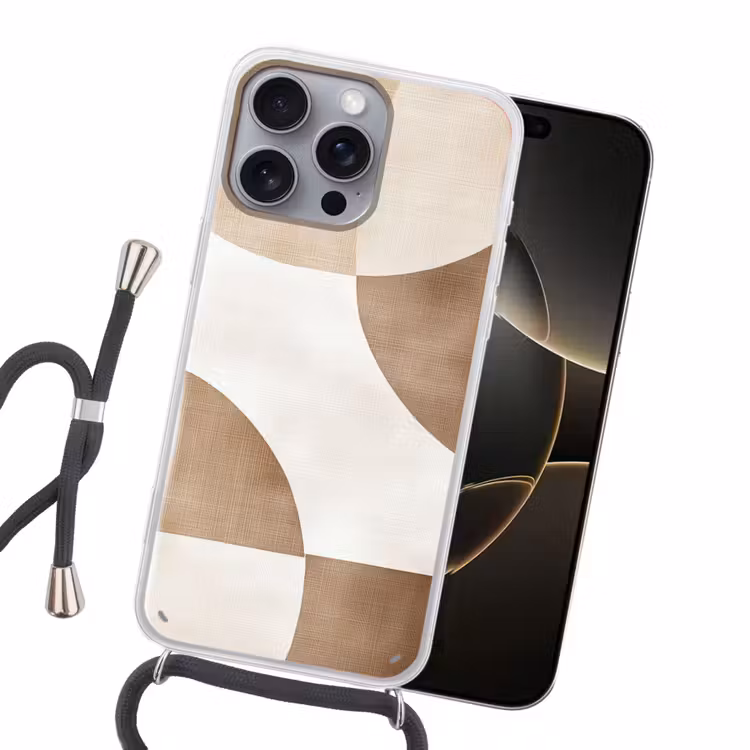 Snijdende cirkels - Overlappende vlakken Hoesje iPhone 16 Pro Max met koord klein -sfeer1