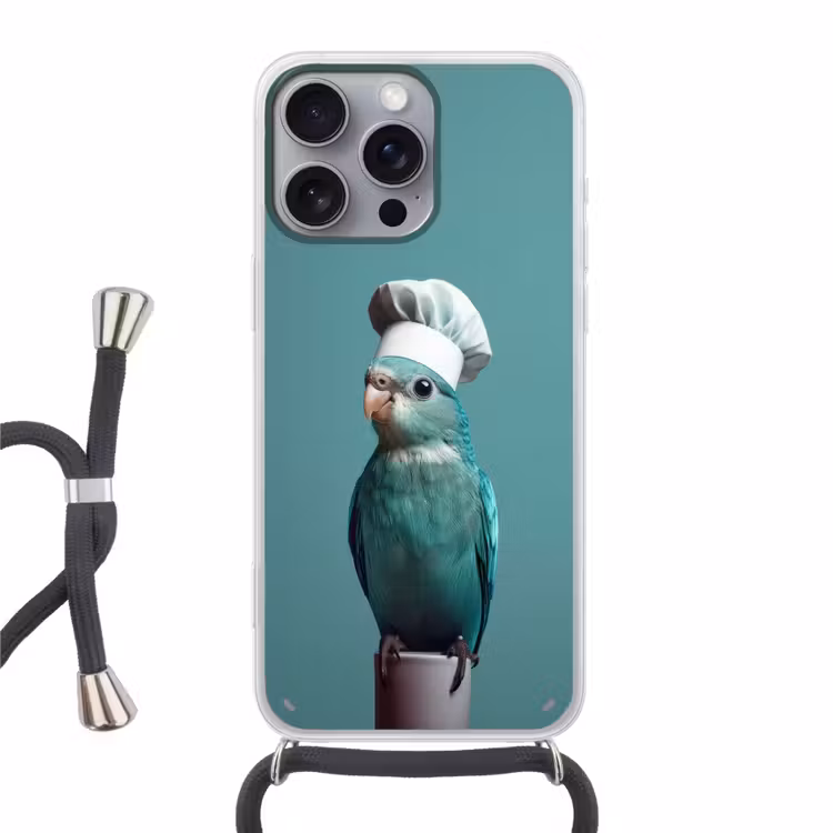 Parkiet - Vogel - Koksmuts - Cute Hoesje iPhone 16 Pro Max met koord klein -3d