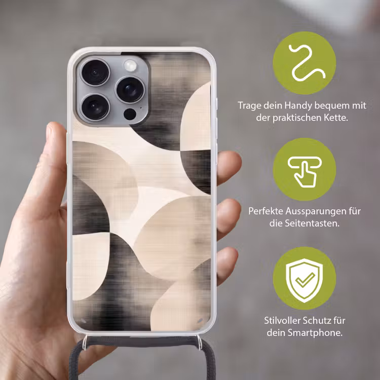 Grillige vormen - Subtiele overgangen - Dynamisch Hoesje iPhone 16 Pro Max met koord klein -sfeer2_DE