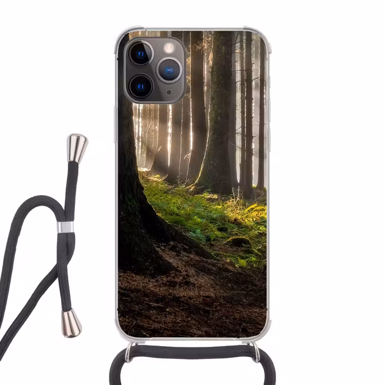 Zonlicht - Takken - Boom - Bos Hoesje iPhone 12 Pro met koord klein -3d