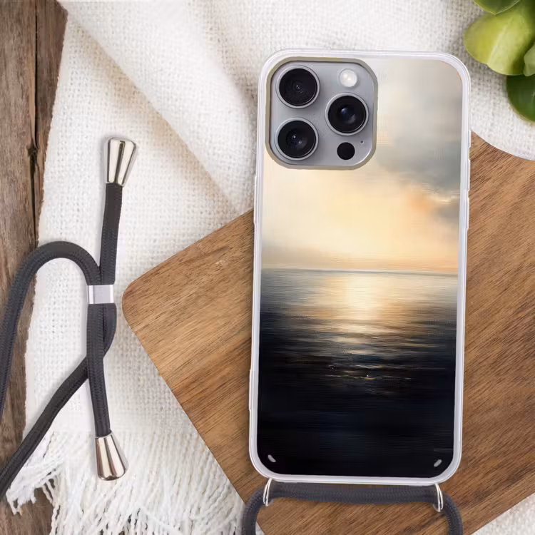 Zon - Horizon - Zee Hoesje iPhone 16 Pro Max met koord klein -sfeer4