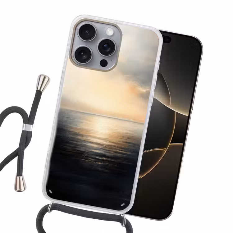 Zon - Horizon - Zee Hoesje iPhone 16 Pro Max met koord klein -sfeer1