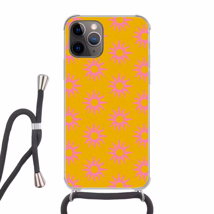 Zonnen - Roze - Geel - Zomer Hoesje iPhone 12 Pro met koord klein -3d