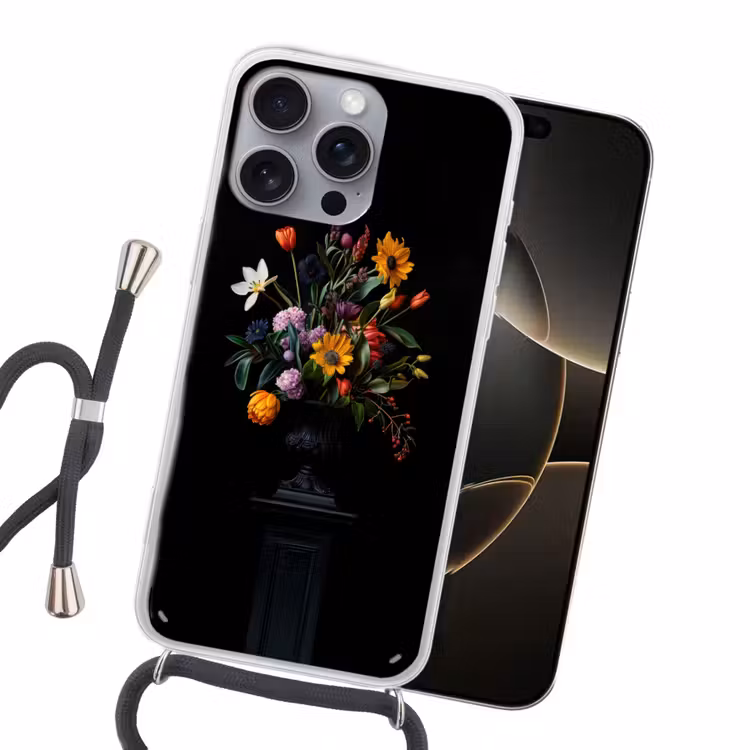 Zonnebloemen - Boeket - Kleurrijk Hoesje iPhone 16 Pro Max met koord klein -sfeer1