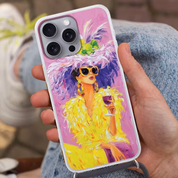 Zonnebril - Vrouw - Jas - Veren Hoesje iPhone 16 Pro Max met koord klein -sfeer3