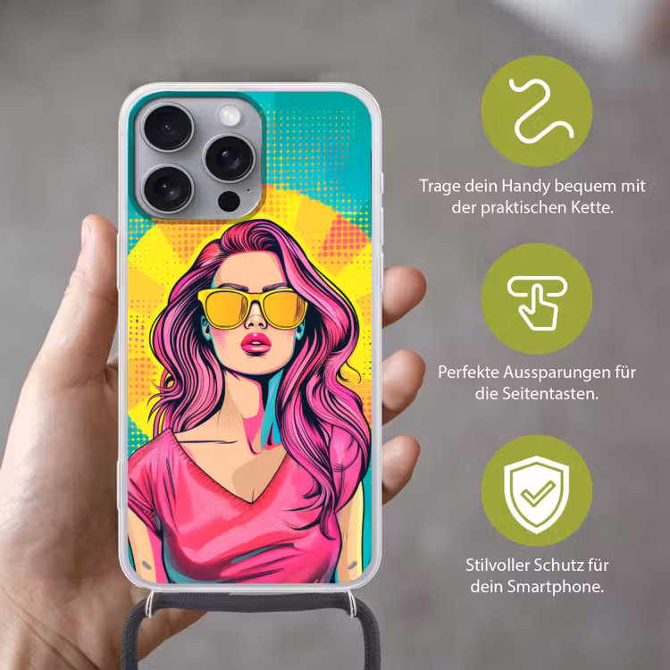 Zonnebril - Vrouw - Zonnig - Geel Hoesje iPhone 16 Pro Max met koord klein -sfeer2_DE