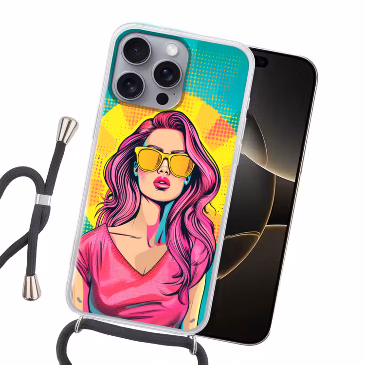 Zonnebril - Vrouw - Zonnig - Geel Hoesje iPhone 16 Pro Max met koord klein -sfeer1
