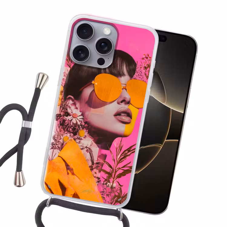 Zonnebril - Oranje - Vrouw - Planten Hoesje iPhone 16 Pro Max met koord klein -sfeer1
