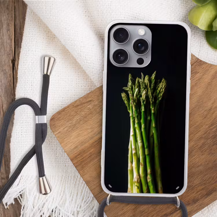 Asperges - Felgroen Hoesje iPhone 16 Pro Max met koord klein -sfeer4