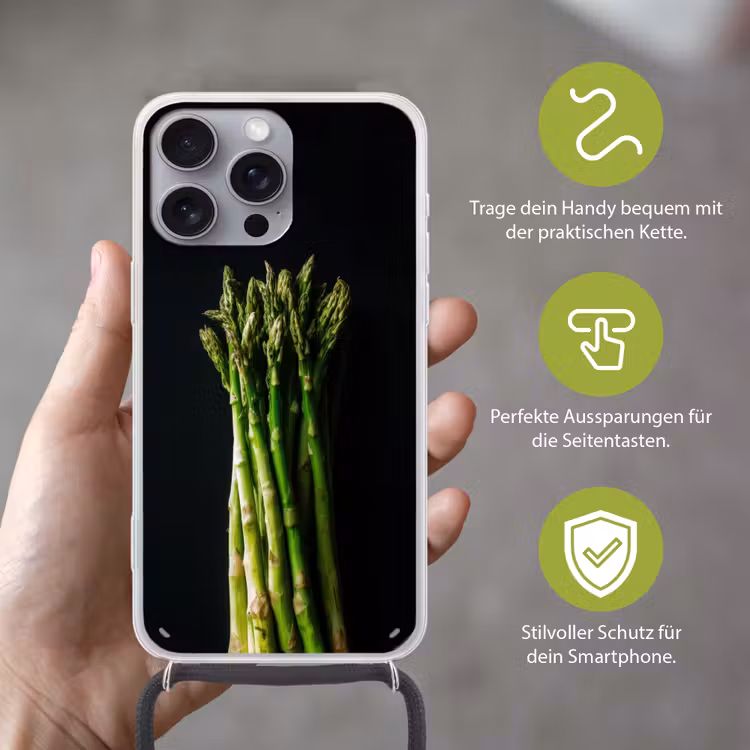 Asperges - Felgroen Hoesje iPhone 16 Pro Max met koord klein -sfeer2_DE
