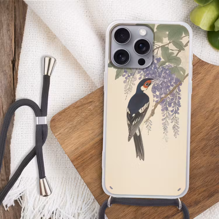 Specht - Bloemen - Paars Hoesje iPhone 16 Pro Max met koord klein -sfeer4