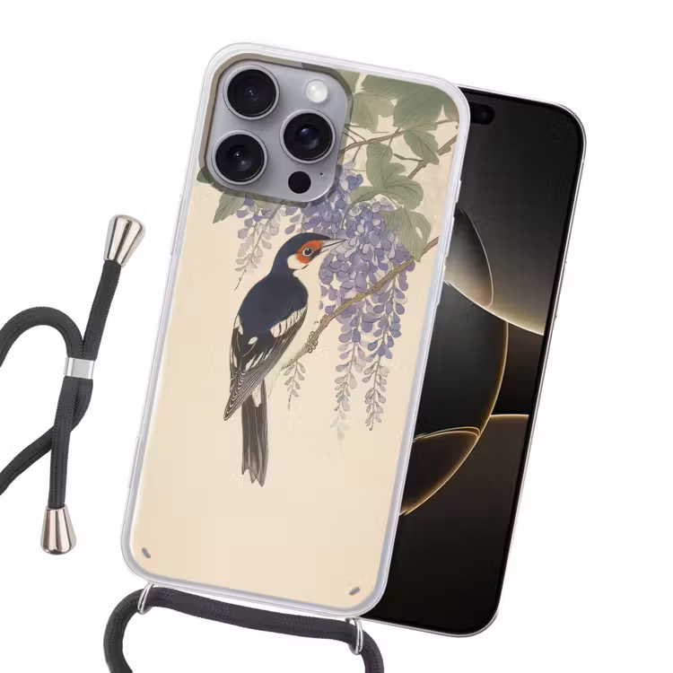 Specht - Bloemen - Paars Hoesje iPhone 16 Pro Max met koord klein -sfeer1