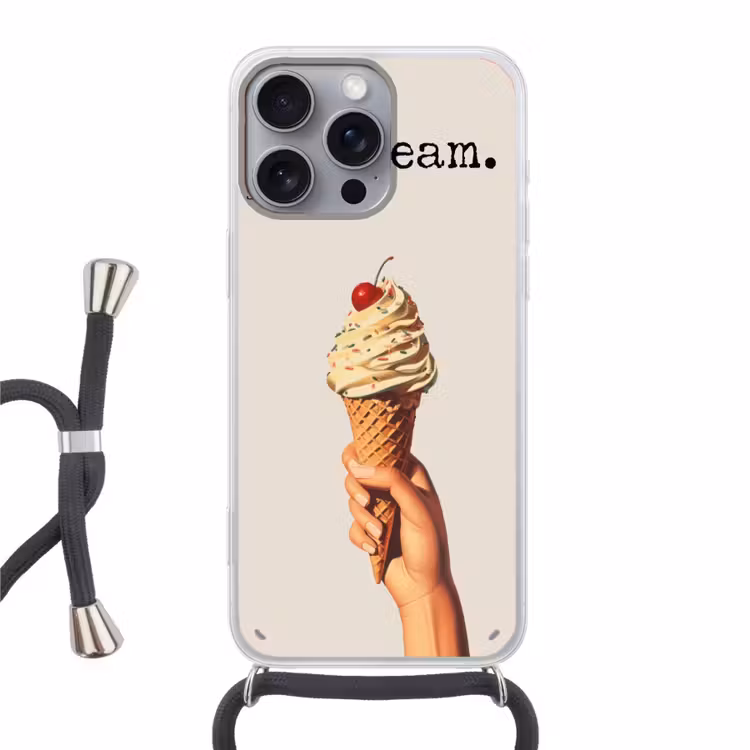Ice cream - Softijs - Kleurrijk - Kers Hoesje iPhone 16 Pro Max met koord klein -3d