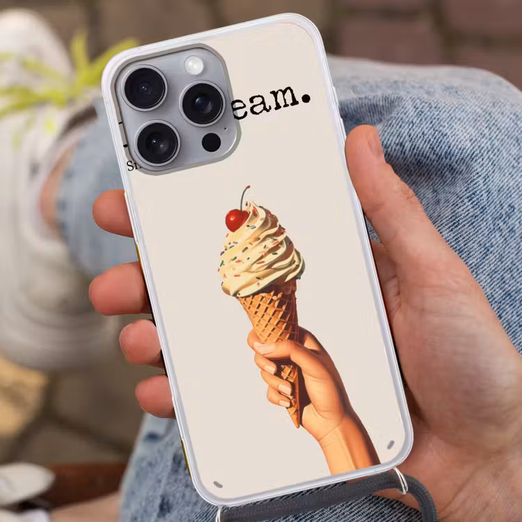 Ice cream - Softijs - Kleurrijk - Kers Hoesje iPhone 16 Pro Max met koord klein -sfeer3