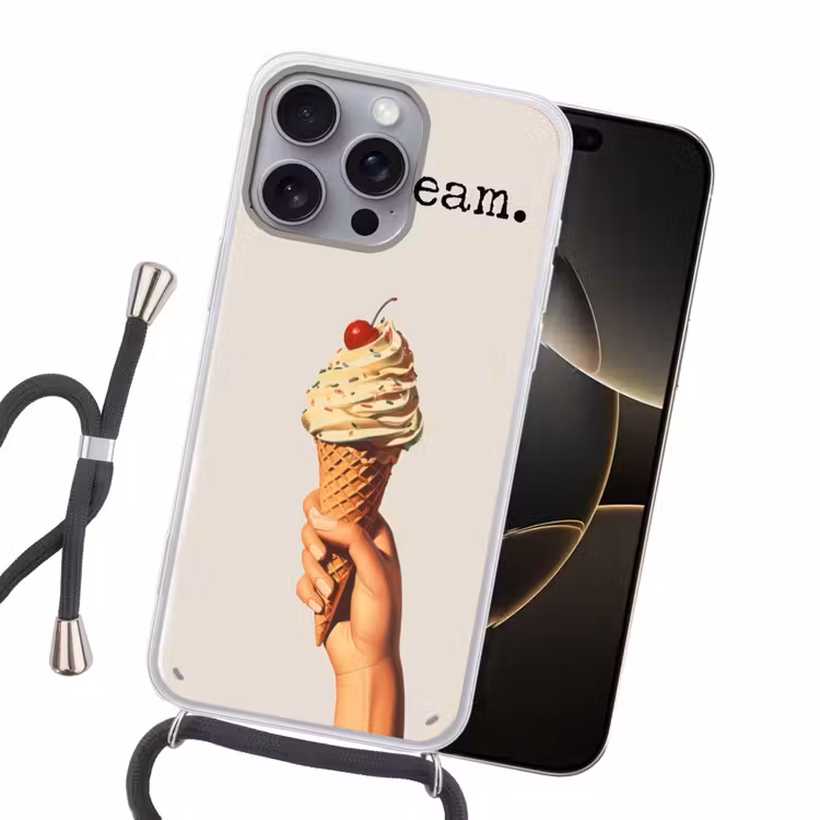 Ice cream - Softijs - Kleurrijk - Kers Hoesje iPhone 16 Pro Max met koord klein -sfeer1
