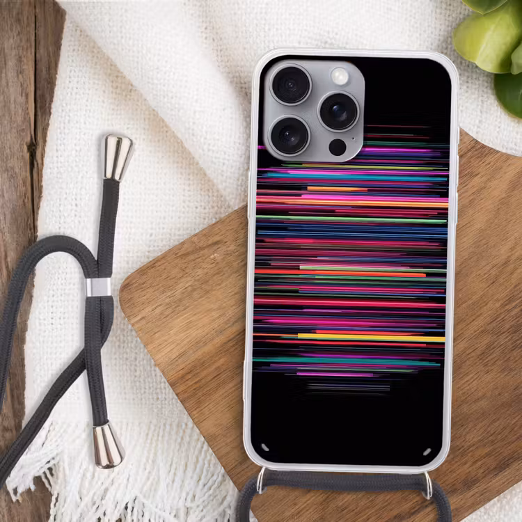 Gaming - Abstract - Lijnen - Horizontaal - Kleurrijk Hoesje iPhone 16 Pro Max met koord klein -sfeer4