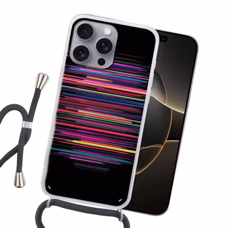 Gaming - Abstract - Lijnen - Horizontaal - Kleurrijk Hoesje iPhone 16 Pro Max met koord klein -sfeer1