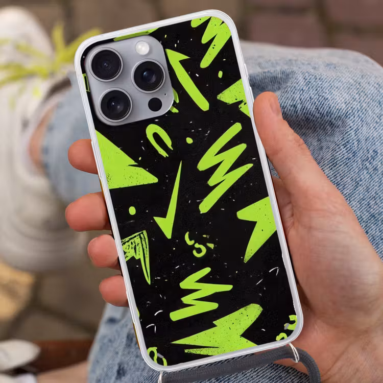 Gaming - Vormen - Pijlen - Abstract - Zwart Hoesje iPhone 16 Pro Max met koord klein -sfeer3