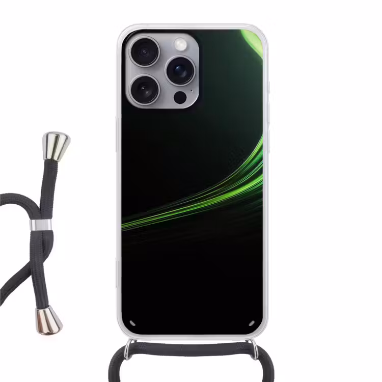 Gaming - Lijnen - Boog - Groen Hoesje iPhone 16 Pro Max met koord klein -3d