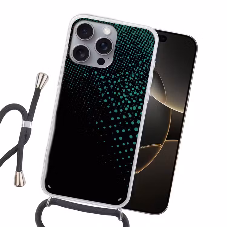 Gaming - Stippen - Groen - Vervagen Hoesje iPhone 16 Pro Max met koord klein -sfeer1