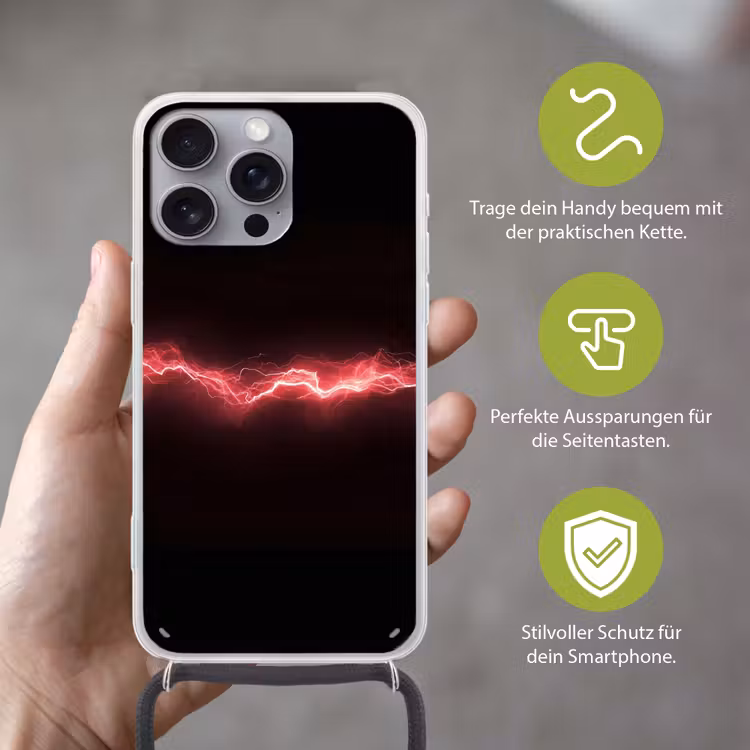 Gaming - Rood - Elektriciteit - Energie - Lijn Hoesje iPhone 16 Pro Max met koord klein -sfeer2_DE