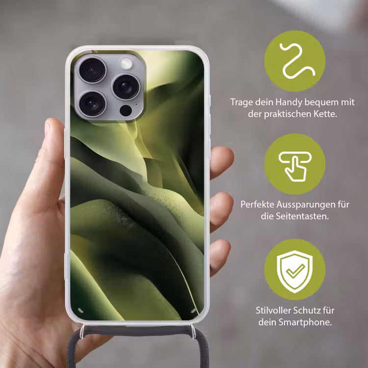 Gaming - Golven - Abstract - Heuvels - Groen Hoesje iPhone 16 Pro Max met koord klein -sfeer2_DE