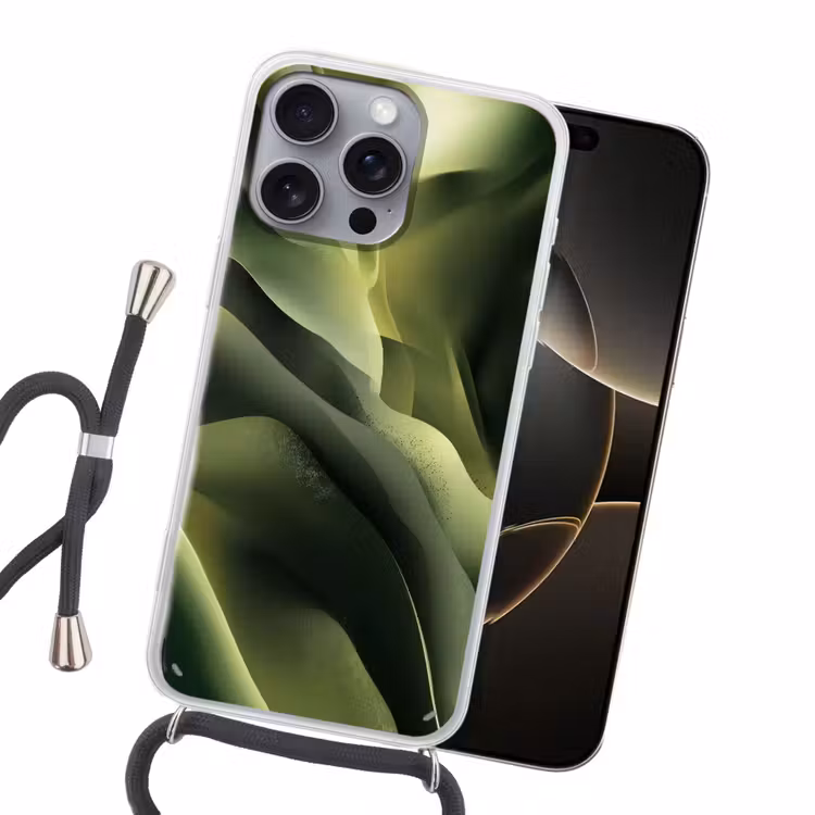 Gaming - Golven - Abstract - Heuvels - Groen Hoesje iPhone 16 Pro Max met koord klein -sfeer1