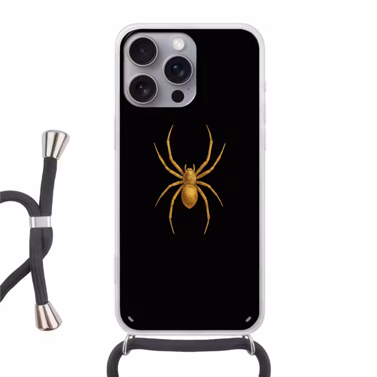 Spin - Goud - Minimalistisch - Poten Hoesje iPhone 16 Pro Max met koord klein -3d