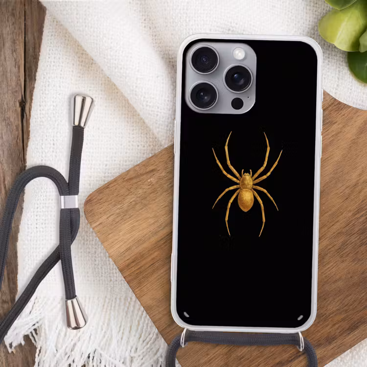 Spin - Goud - Minimalistisch - Poten Hoesje iPhone 16 Pro Max met koord klein -sfeer4