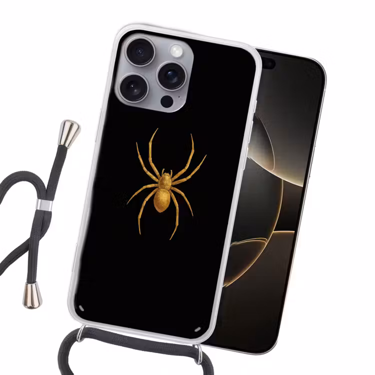 Spin - Goud - Minimalistisch - Poten Hoesje iPhone 16 Pro Max met koord klein -sfeer1