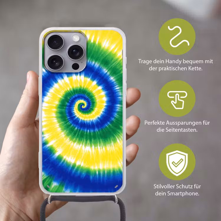 Spiraal - Groen - Draaiend Hoesje iPhone 16 Pro Max met koord klein -sfeer2_DE