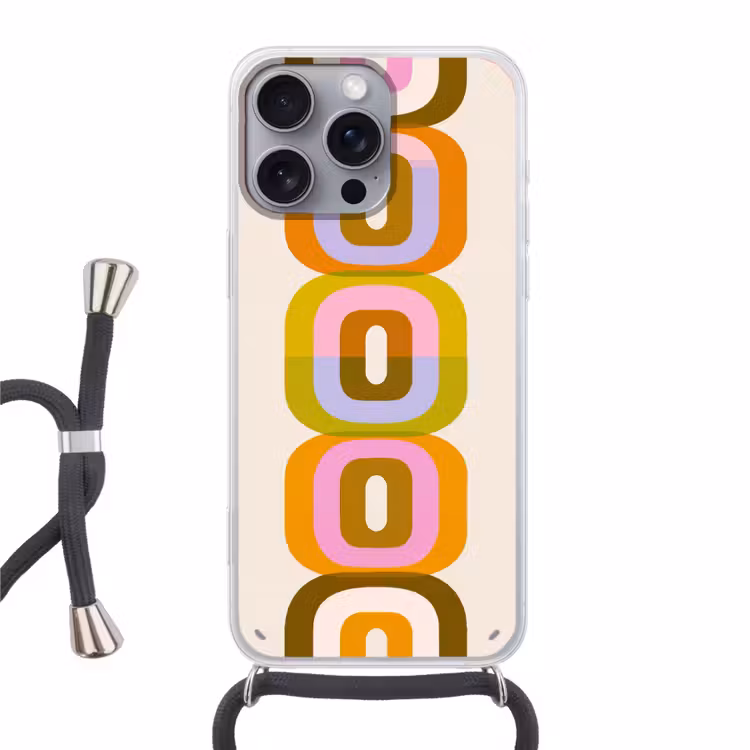 Stapel - Vormen - Geblokt - Oranje Hoesje iPhone 16 Pro Max met koord klein -3d