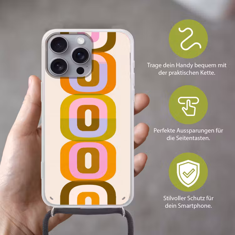 Stapel - Vormen - Geblokt - Oranje Hoesje iPhone 16 Pro Max met koord klein -sfeer2_DE