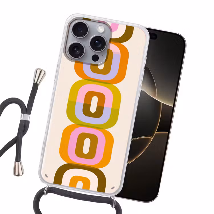 Stapel - Vormen - Geblokt - Oranje Hoesje iPhone 16 Pro Max met koord klein -sfeer1