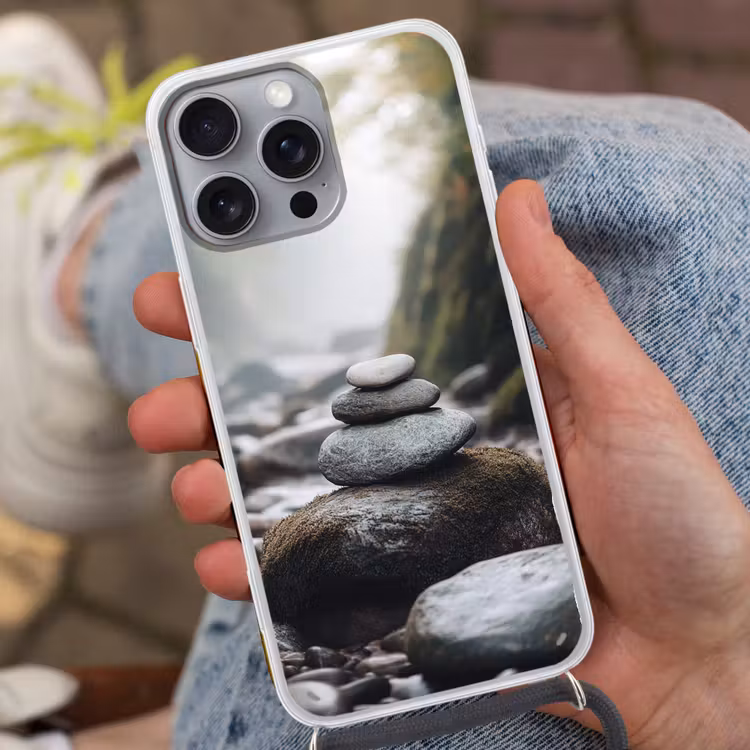 Stenen - Stapel - Natuur Hoesje iPhone 16 Pro Max met koord klein -sfeer3