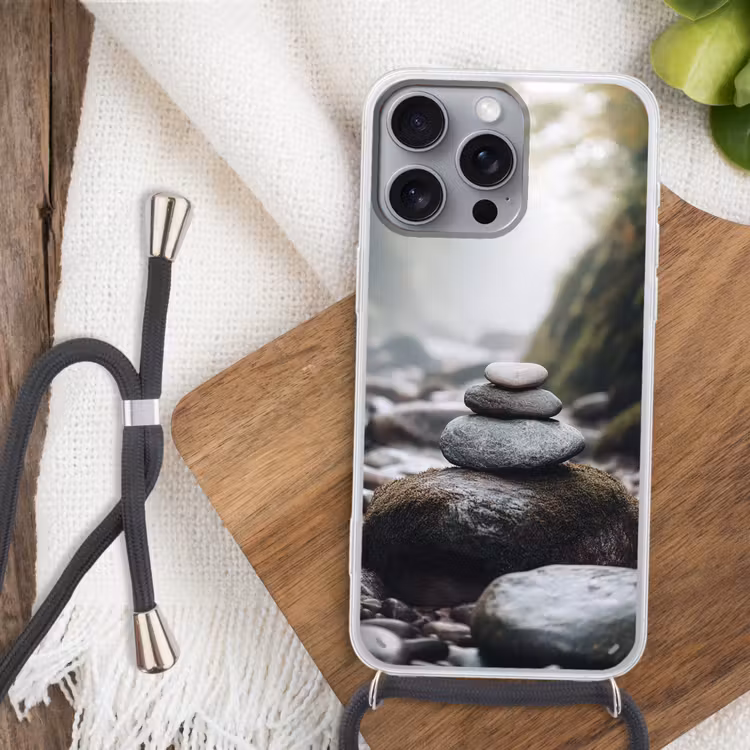 Stenen - Stapel - Natuur Hoesje iPhone 16 Pro Max met koord klein -sfeer4