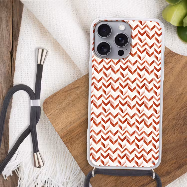 Strepen - Rood - Wit - Patroon Hoesje iPhone 16 Pro Max met koord klein 804 -sfeer4